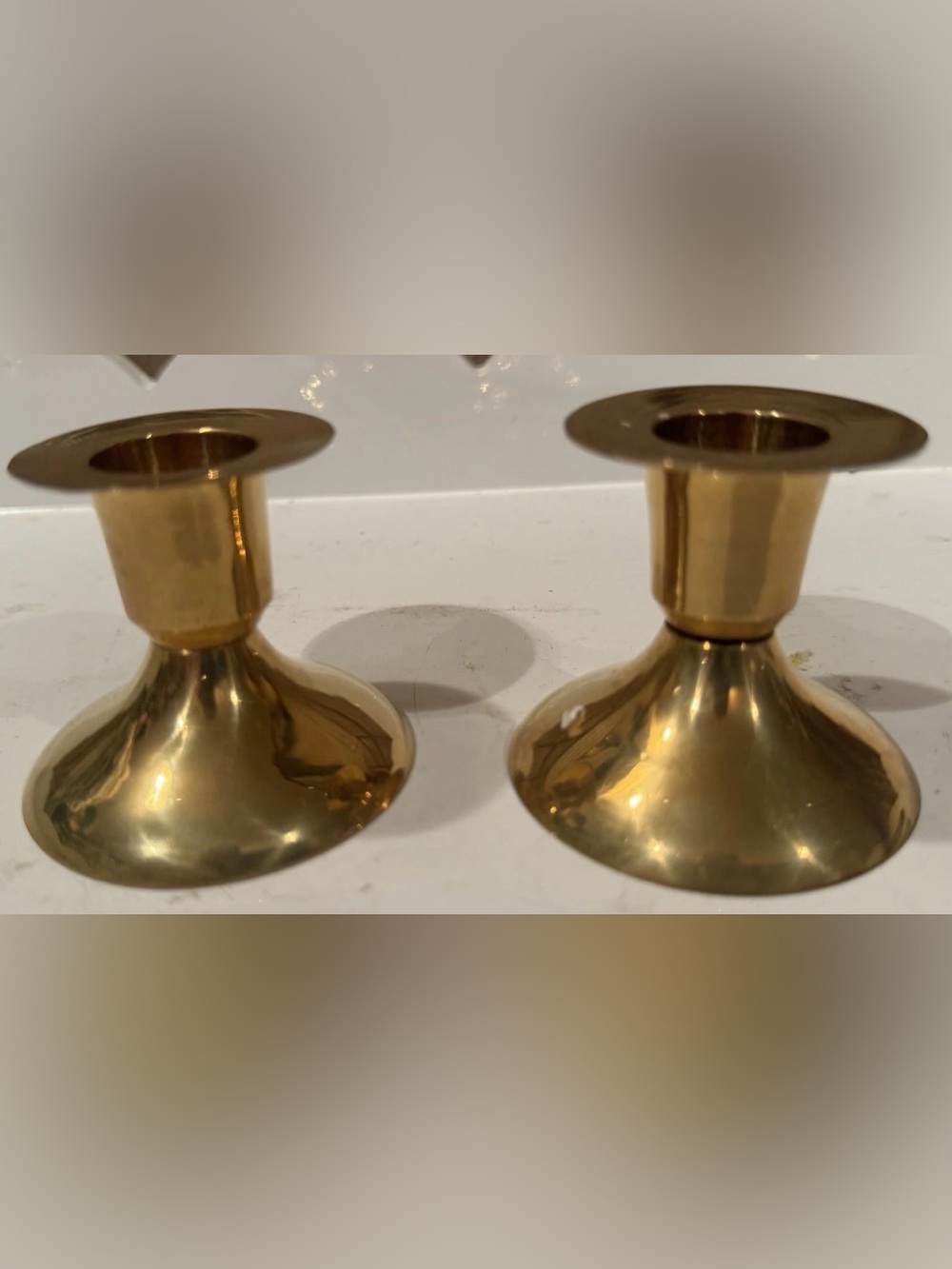 Vintage Set Of Brass Candle Holder Candlesticks, Hollow Home Decor 2”